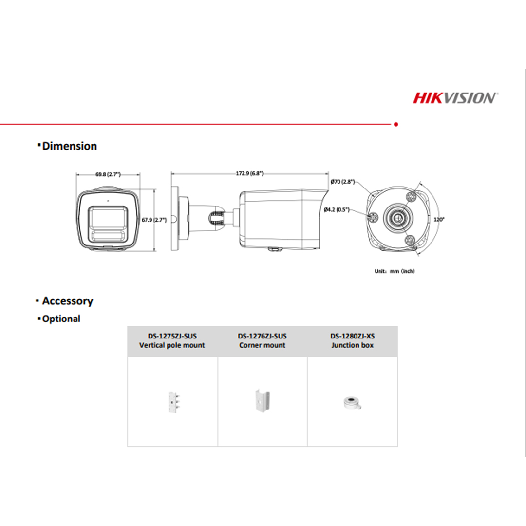 hikvision ds-2cd1027g2h-liuf 2MP IP Bullet Kamera - ColorVu Smart Hybrid Light, 30m IR, 2.8mm Lens