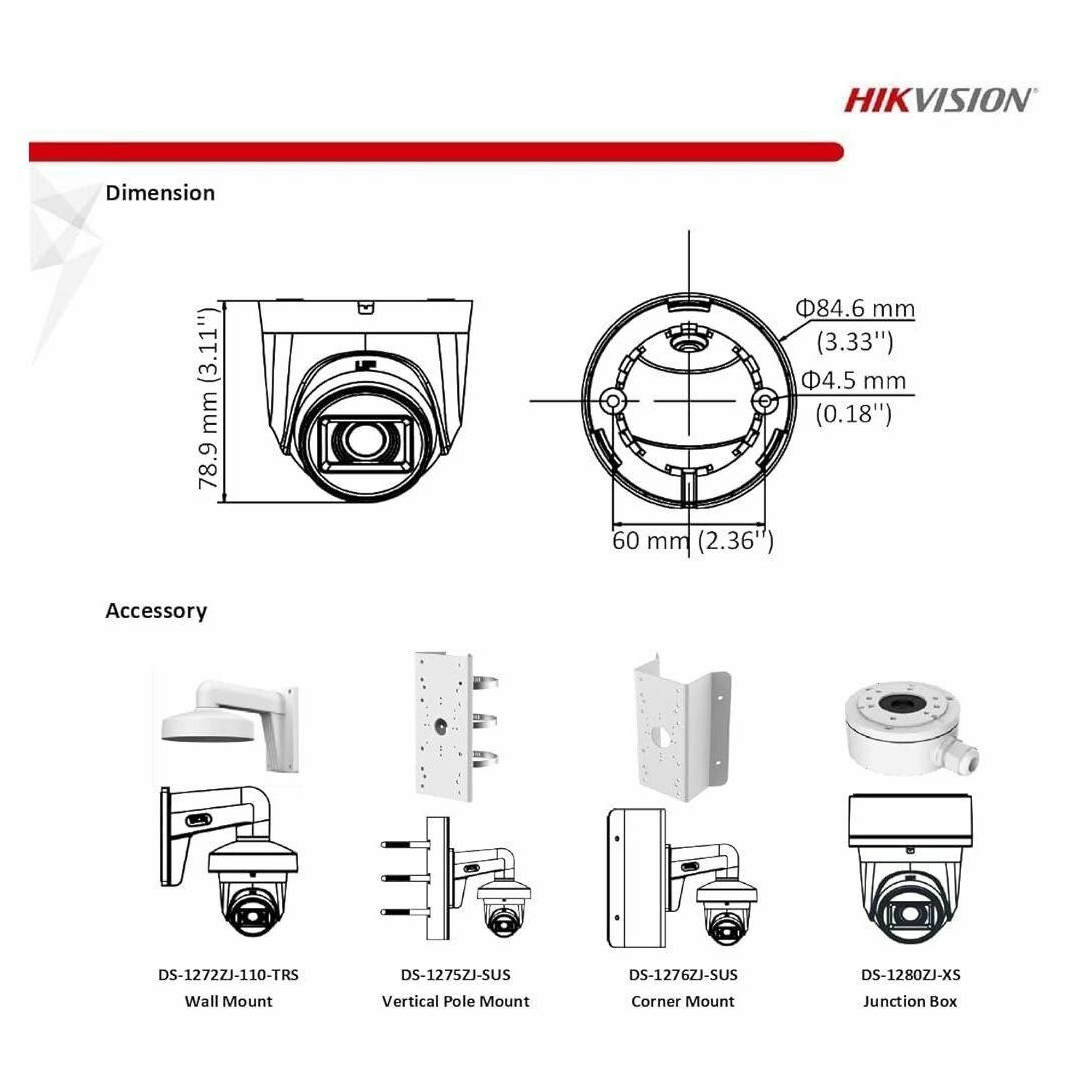 hikvision ds-2ce70df0t-pfs 2MP 2.8mm 1080P HD-TVI ColorVu Sesli Plastik Dome Kamera - 20m Gece Görüşü