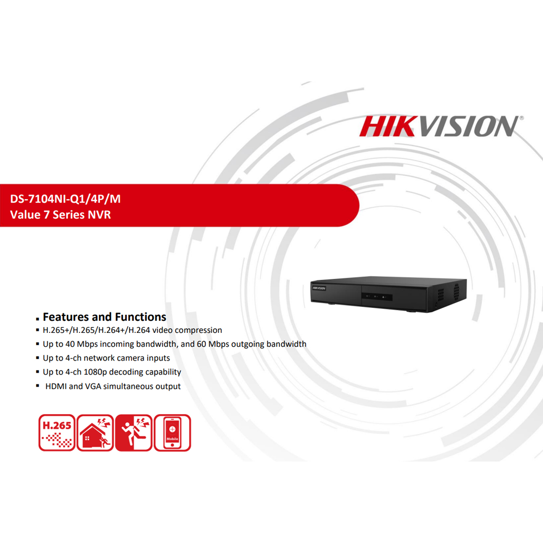 hikvision ds-7104ni-q1/m 4 Kanal 6MP NVR Kayıt Cihazı