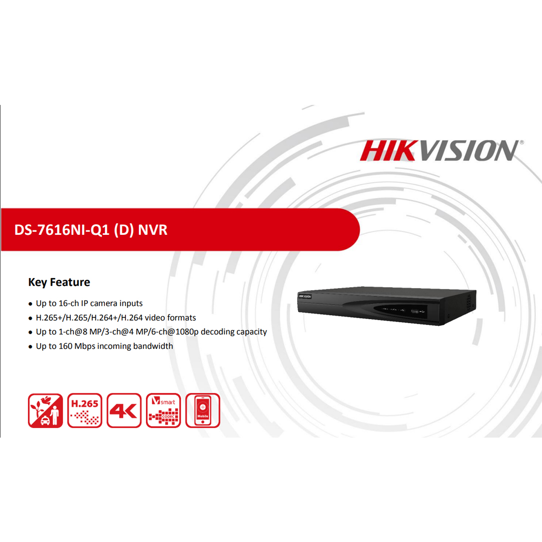 hikvision ds-7616ni-q1 16 Kanal 4K NVR Kayıt Cihazı ek görsel