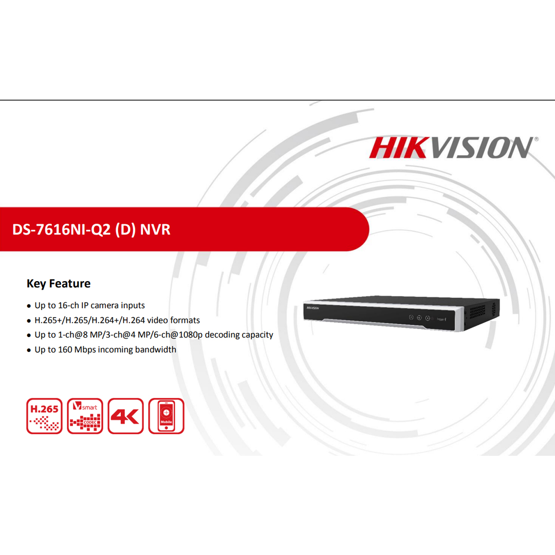 hikvision ds-7616ni-q2 16 Kanal 4K NVR Kayıt Cihazı ek görsel